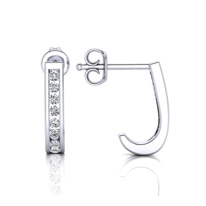 1/4 Carat Diamond Hoop Earrings in White Gold (1.5 g),  by SuperJeweler