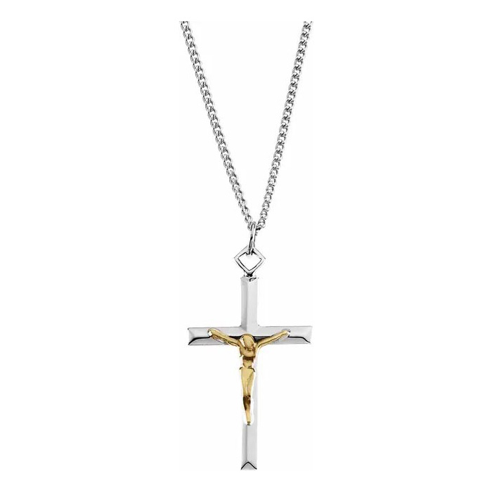 Large Men's Cross Necklace in Sterling Silver, 24 Inches by SuperJeweler