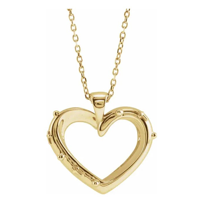 Rosary Heart Necklace in 14K Yellow Gold (3.90 g), 16-18 Inches by SuperJeweler