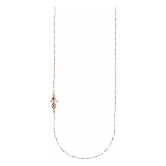 Infinity Sideways Cross Necklace in 14K Rose Gold (1.70 g), 16 Inches by SuperJeweler