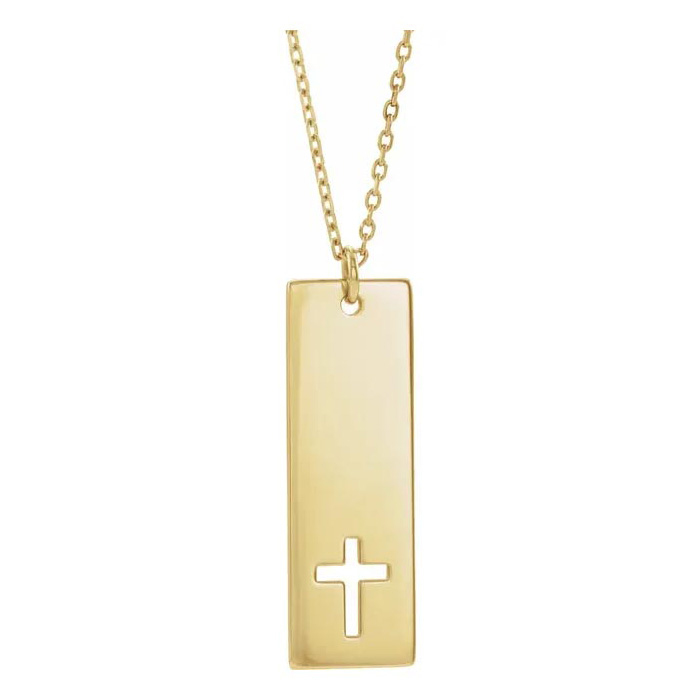 Bar Cross Necklace in 14K Yellow Gold (3.55 g), 16-18 Inches by SuperJeweler