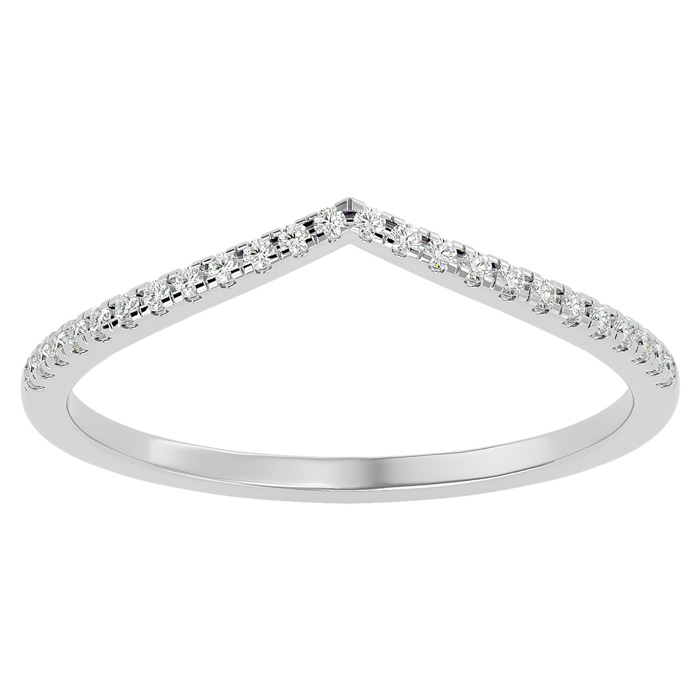 1/8 Carat Diamond Wedding Band in 14K White Gold (1.10 g) (, SI2-I1), Size 4 by SuperJeweler