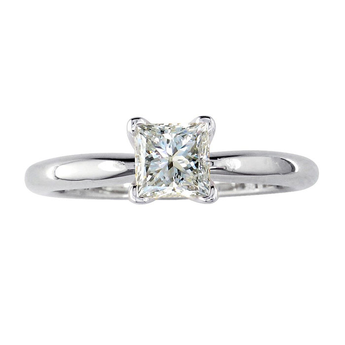 1/3 Carat Princess Cut Solitaire Diamond Promise Ring In 14K White Gold (H-I, SI2-I1) By SuperJeweler