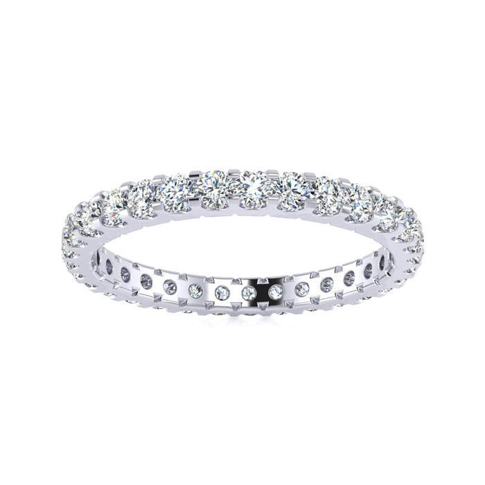 14K White Gold (2.80 g) 1 Carat Round Moissanite Eternity Band, E/F Color, Size 4 by SuperJeweler