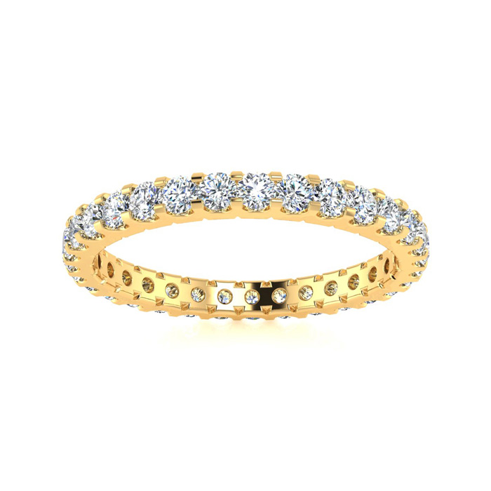 14K Yellow Gold (2.80 g) 1 Carat Round Moissanite Eternity Band, E/F Color, Size 4 by SuperJeweler