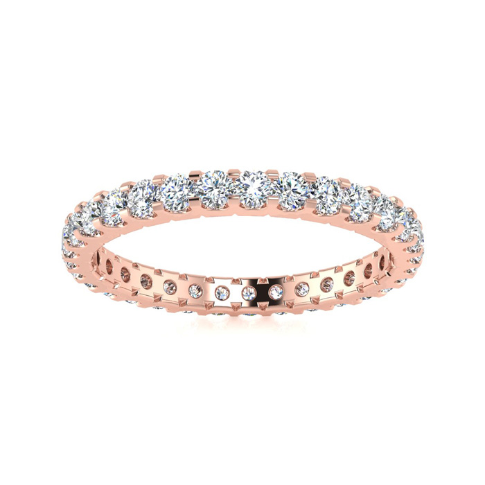 14K Rose Gold (2.80 g) 1 Carat Round Moissanite Eternity Band, E/F Color, Size 4 by SuperJeweler