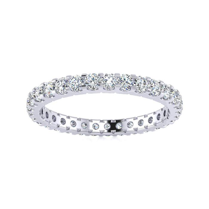 Platinum 1 Carat Round Diamond Eternity Ring (, I1), Size 5 by SuperJeweler
