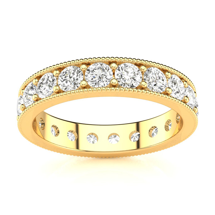 14K Yellow Gold (3.10 g) 1 Carat Round Diamond Milgrain Eternity Ring (, SI1), Size 7 by SuperJeweler