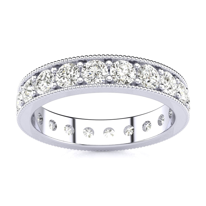 Platinum 1 Carat Round Diamond Milgrain Eternity Ring (, SI1), Size 6 by SuperJeweler