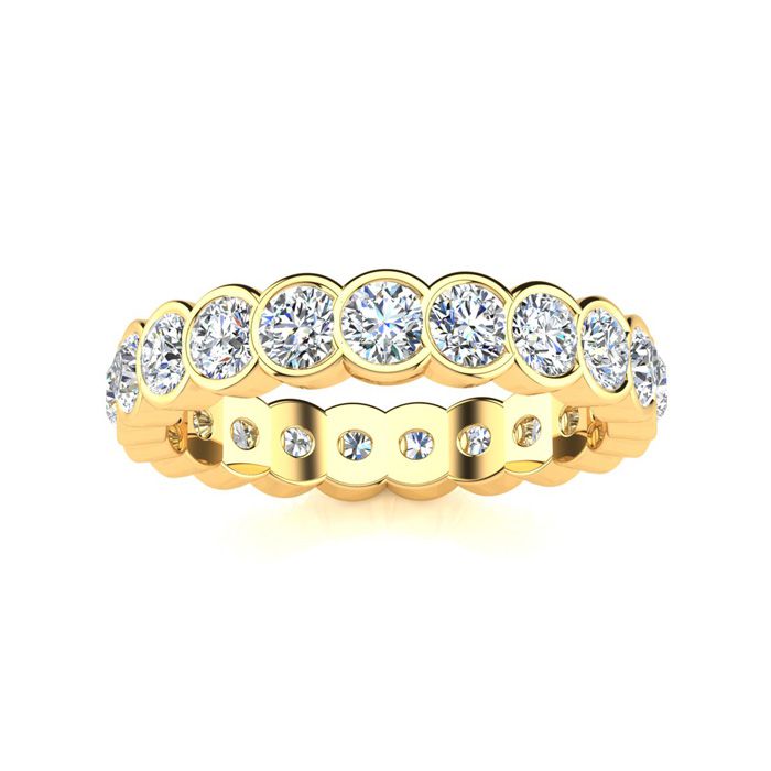 14K Yellow Gold (2.80 g) 1.25 Carat Round Moissanite Bezel Set Eternity Band, E/F Color, Size 4 by SuperJeweler