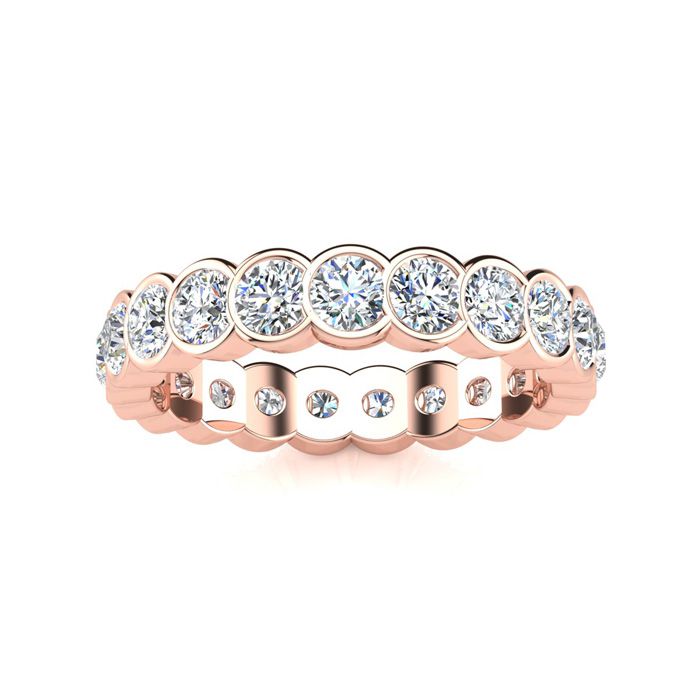 14K Rose Gold (2.80 g) 1.25 Carat Round Moissanite Bezel Set Eternity Band, E/F Color, Size 4 by SuperJeweler