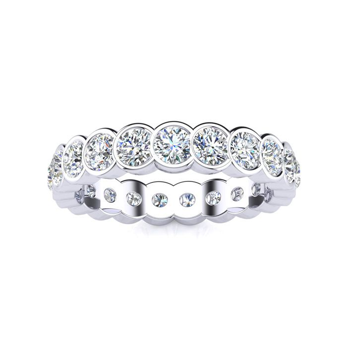 Platinum 1 1/3 Carat Round Diamond Bezel Set Eternity Ring (, SI1), Size 4.5 by SuperJeweler