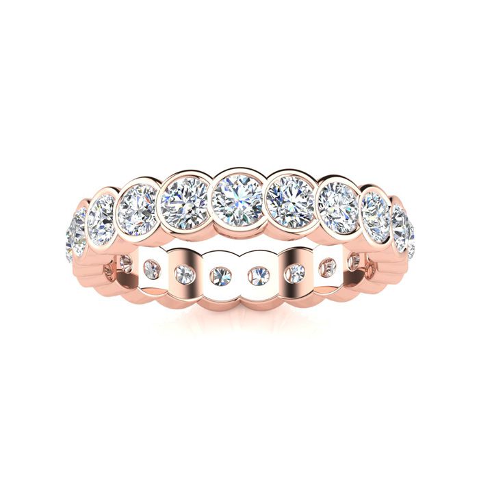 14K Rose Gold (2.90 g) 1.40 Carat Round Diamond Bezel Set Eternity Ring (, I1), Size 5.5 by SuperJeweler
