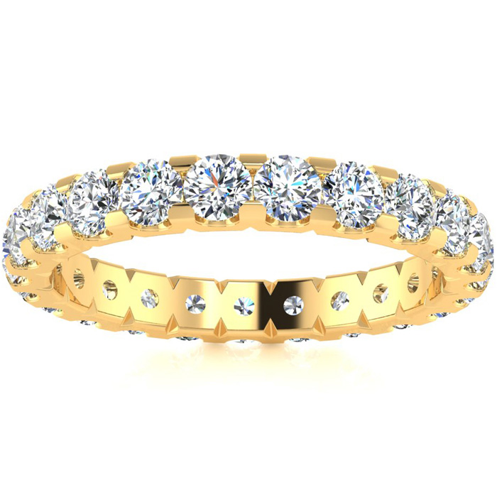 14K Yellow Gold (4.30 g) 2 Carat Round Moissanite Eternity Wedding Band, E/F Color, Size 4 by SuperJeweler