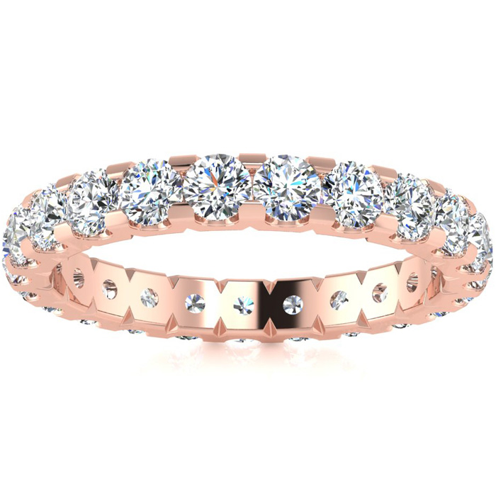 14K Rose Gold (4.30 g) 2 Carat Round Moissanite Eternity Wedding Band, E/F Color, Size 4 by SuperJeweler