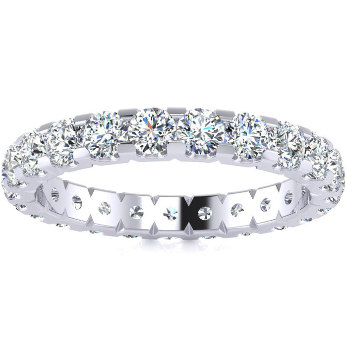 14K White Gold (4.70 g) 2 Carat Round Diamond Eternity Ring (, I1), Size 6 by SuperJeweler