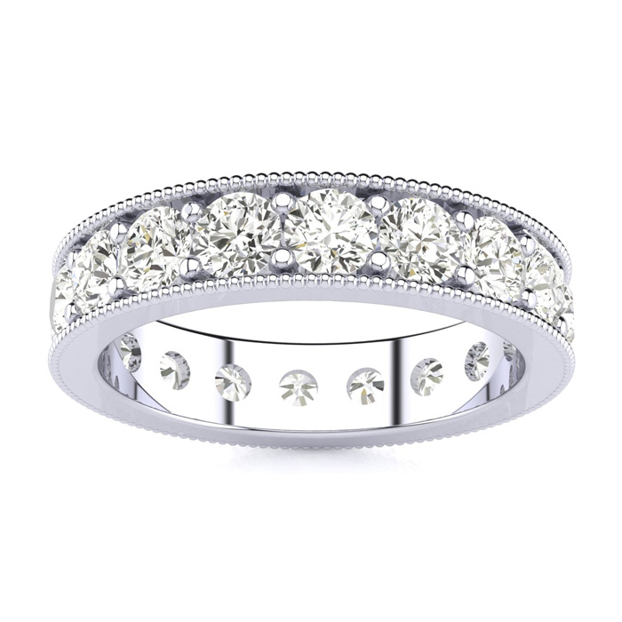 Platinum 1 3/4 Carat Round Diamond Milgrain Eternity Ring (, SI1), Size 4.5 by SuperJeweler
