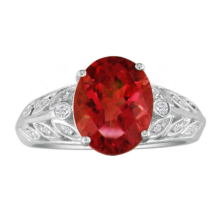 1 3/4 Carat Oval Shape Ruby & Diamond Ring in 14K White Gold,  by SuperJeweler