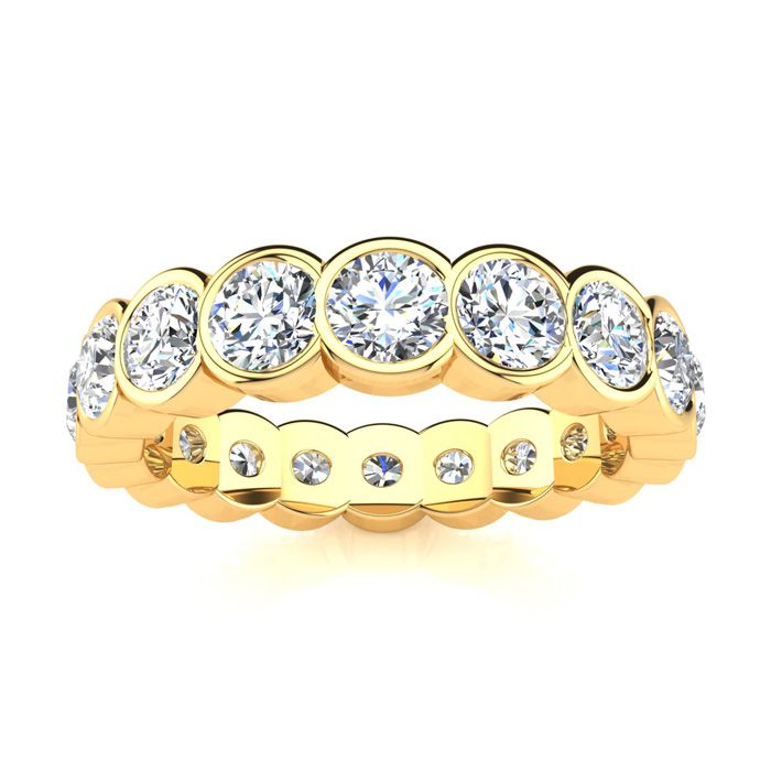 14K Yellow Gold (4 g) 1 3/4 Carat Round Moissanite Bezel Set Eternity Band, E/F Color, Size 4 by SuperJeweler