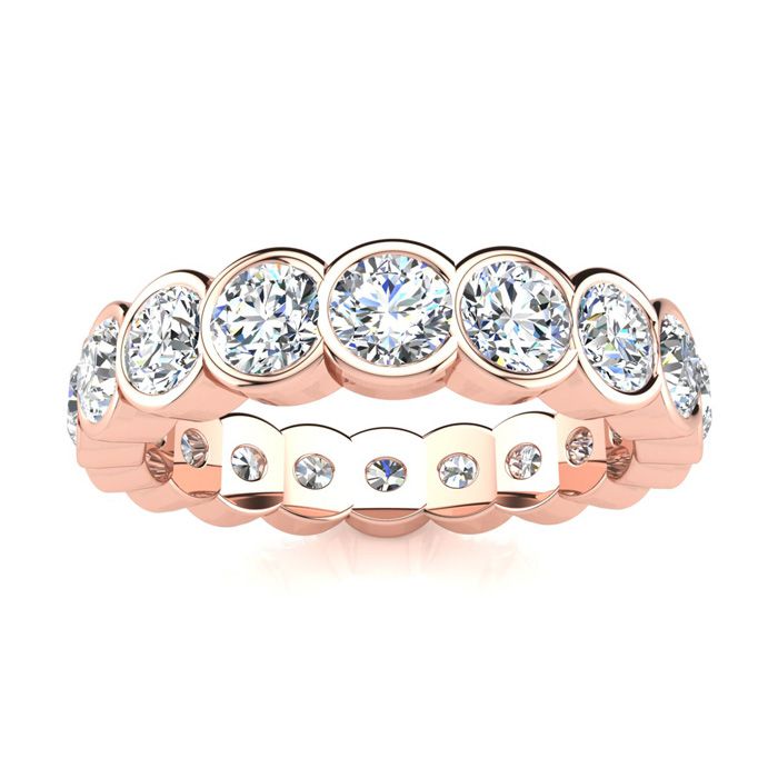 14K Rose Gold (4 g) 1 3/4 Carat Round Moissanite Bezel Set Eternity Band, E/F Color, Size 4 by SuperJeweler