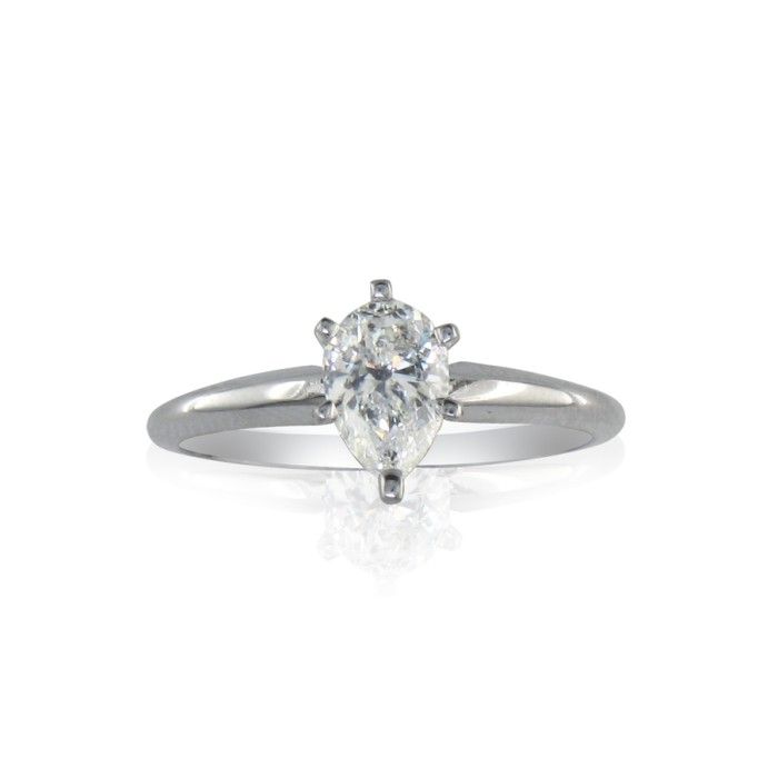 1/2 Carat Pear Shape Diamond Solitaire Ring in 14k White Gold (, SI2-I1) by SuperJeweler