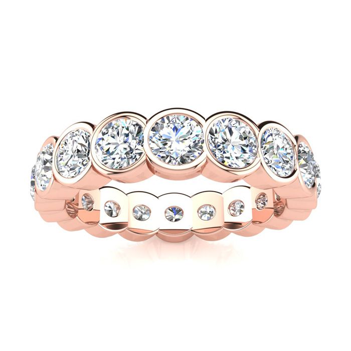 14K Rose Gold (4.30 g) 2 Carat Round Diamond Bezel Set Eternity Ring (, I1), Size 6 by SuperJeweler