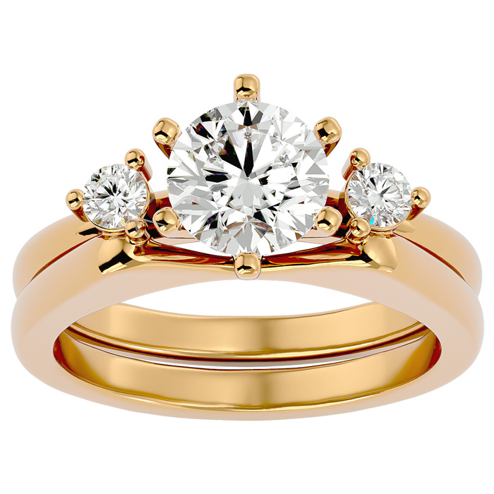 1.5 Carat Moissanite Solitaire Ring w/ Enhancer in 14K Yellow Gold (7.80 g), E/F Color, Size 4 by SuperJeweler