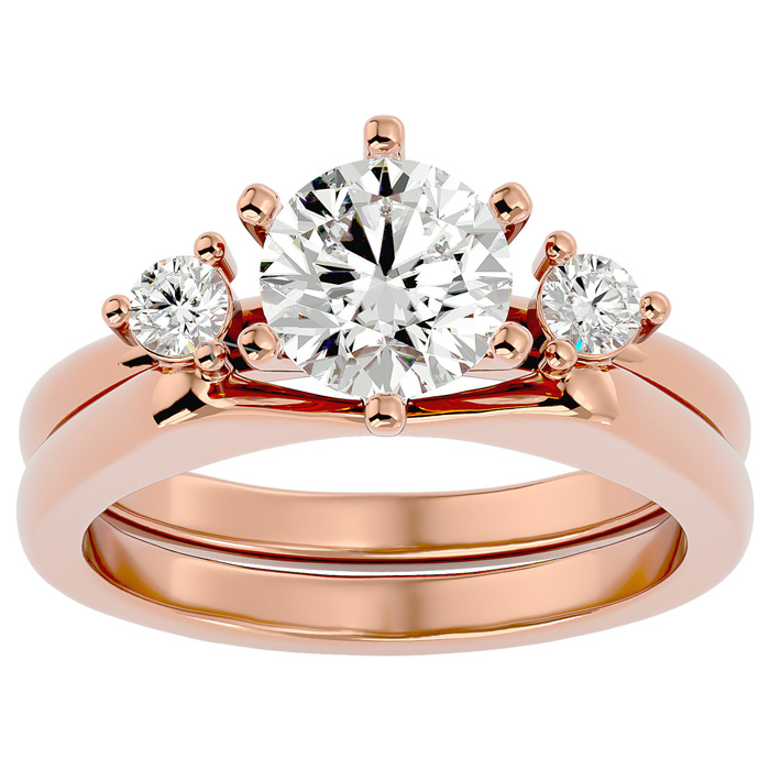 1.5 Carat Moissanite Solitaire Ring w/ Enhancer in 14K Rose Gold (7.80 g), E/F Color, Size 4 by SuperJeweler