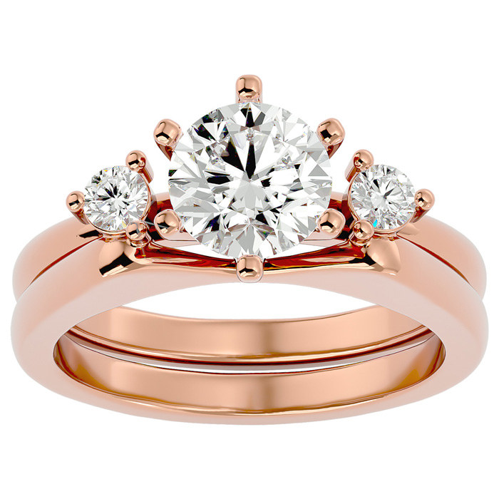 1.5 Carat Diamond Solitaire Ring w/ Enhancer in 14K Rose Gold (7.80 g) (