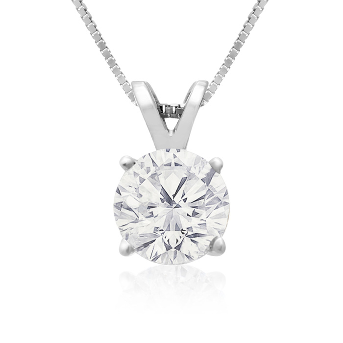 1 Carat Diamond Pendant Necklace in 14k White Gold, , 18 Inch Chain by SuperJeweler