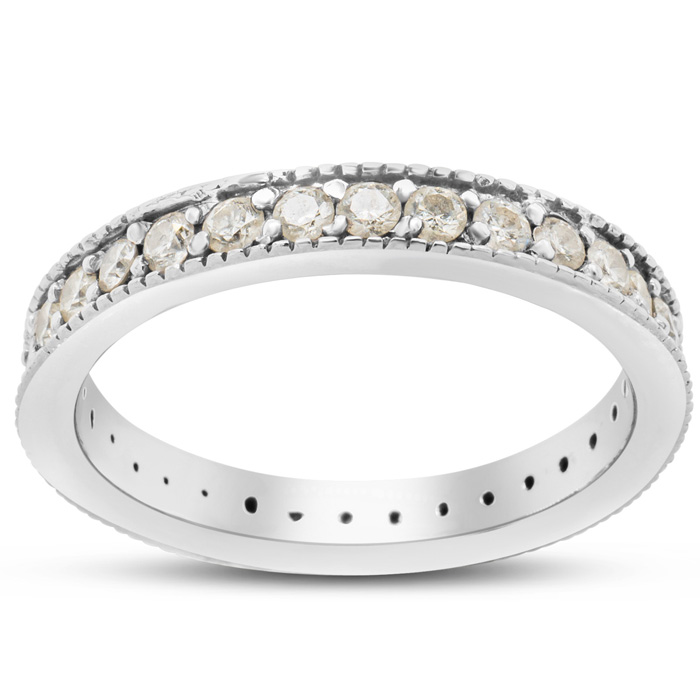 Previously Owned 1 Carat Diamond Milgrain Eternity Ring in 14K White Gold (3.90 g), Size 8 (G-H Color by SuperJeweler