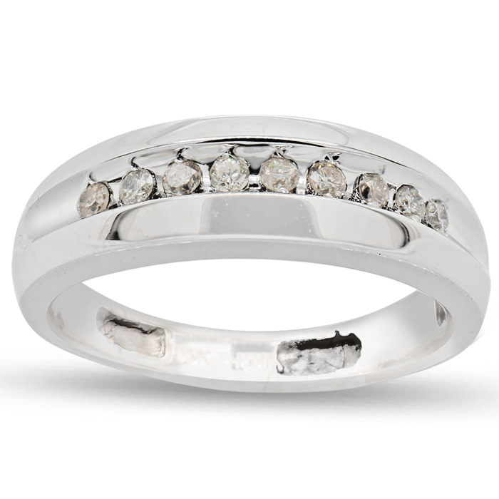 Previously Owned 1/8 Carat Men's Channel Set Diamond Wedding Band Ring in 14K White Gold (3 g), Size 7 ( by SuperJeweler