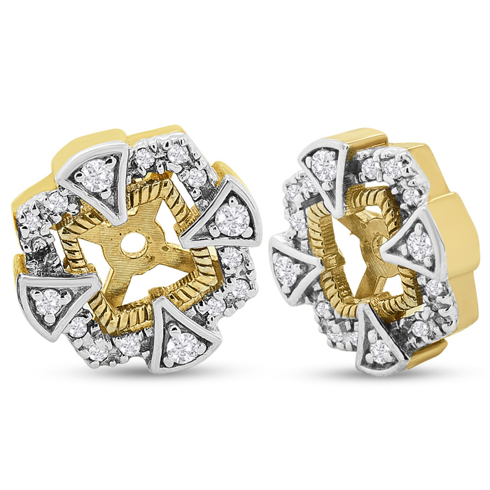 Previously Owned Diamond Yellow Gold Earring Jackets, G-H Color by SuperJeweler