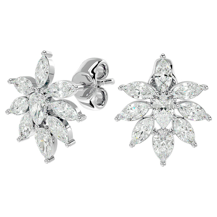 2 Carat Fancy Diamond Cluster Stud Earrings in 14K White Gold (1.50 g) (F-G Color, SI1-SI2) by SuperJeweler