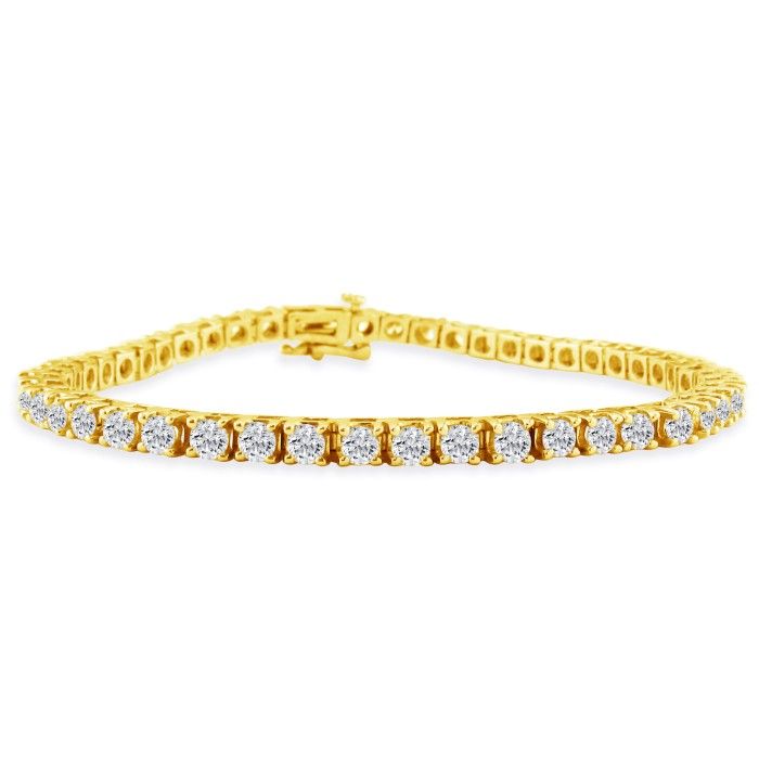 5 Carat Diamond Tennis Bracelet in 14K Yellow Gold (6.9 g), 7 Inches,  by SuperJeweler
