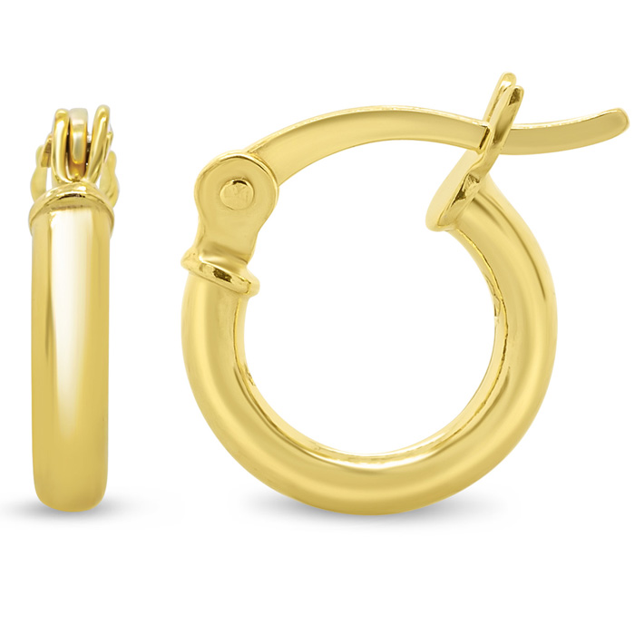 10MM Classic Hoop Earrings in 14K Yellow Gold (0.90 g) Over Sterling Silver by SuperJeweler