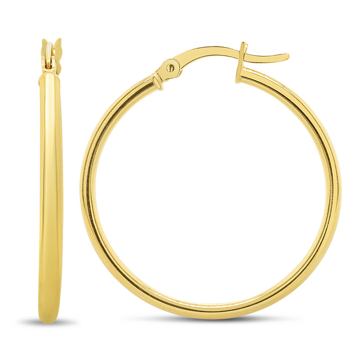 30MM Classic Hoop Earrings in 14K Yellow Gold (2.80 g) Over Sterling Silver by SuperJeweler