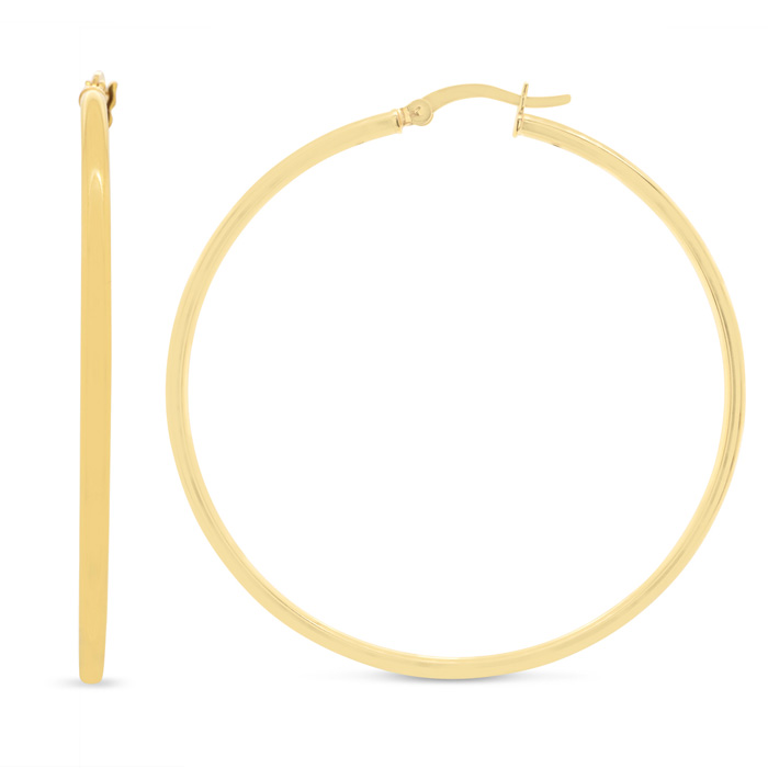 50MM Classic Hoop Earrings in 14K Yellow Gold (5 g) Over Sterling Silver by SuperJeweler