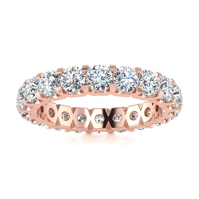 14K Rose Gold (5.4 g) 3 Carat Round Moissanite Eternity Band, E/F Color, Size 4 by SuperJeweler