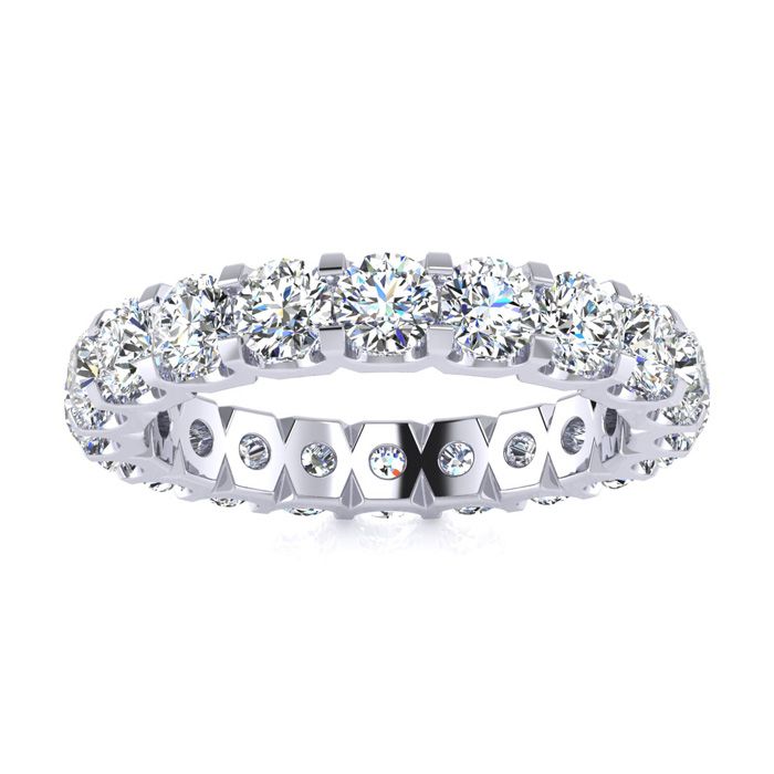 14K White Gold (6.2 g) 3 Carat Round Diamond Comfort Fit Eternity Ring (