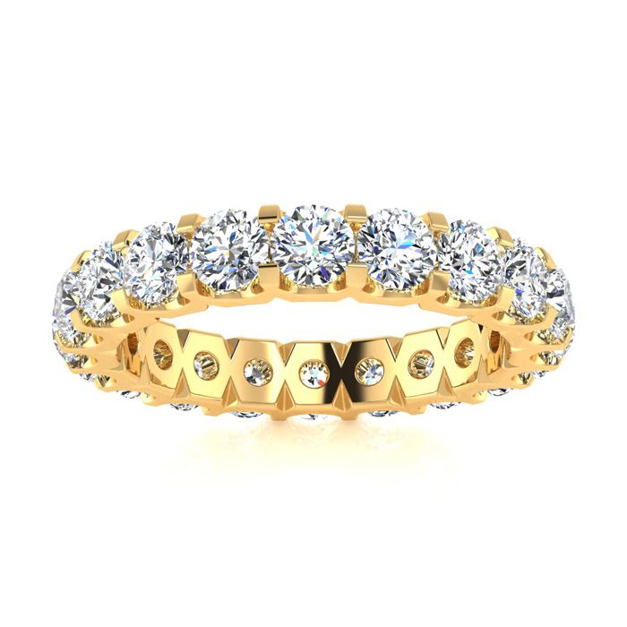 14K Yellow Gold (6.2 g) 3 Carat Round Diamond Comfort Fit Eternity Ring (