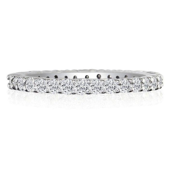 14K White Gold (5.4 g) 2 1/4 Carat Round Moissanite Eternity Band, E/F Color, Size 4 by SuperJeweler