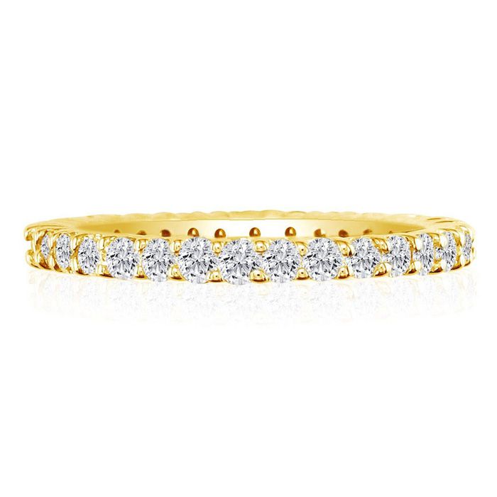 14K Yellow Gold (5.4 g) 2 1/4 Carat Round Moissanite Eternity Band, E/F Color, Size 4 by SuperJeweler