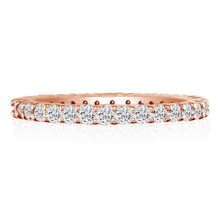 14K Rose Gold (5.4 g) 2 1/4 Carat Round Moissanite Eternity Band, E/F Color, Size 4 by SuperJeweler