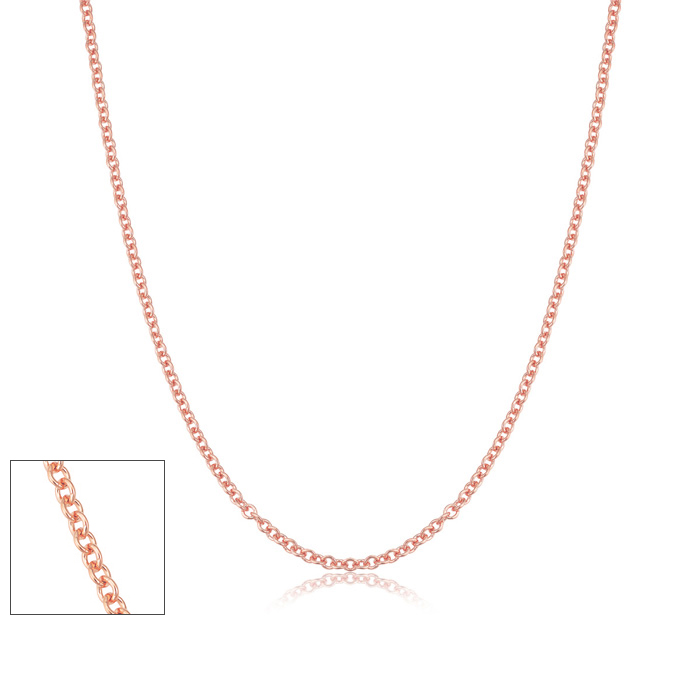 18 Inch 1MM Cable Chain Necklace in Rose Gold Over Sterling Silver by SuperJeweler