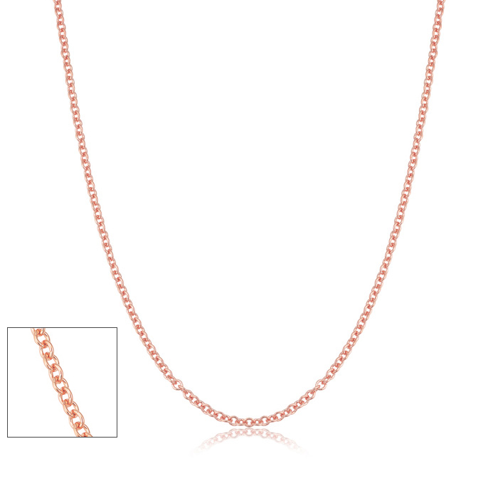20 Inch 1MM Cable Chain Necklace in Rose Gold Over Sterling Silver by SuperJeweler