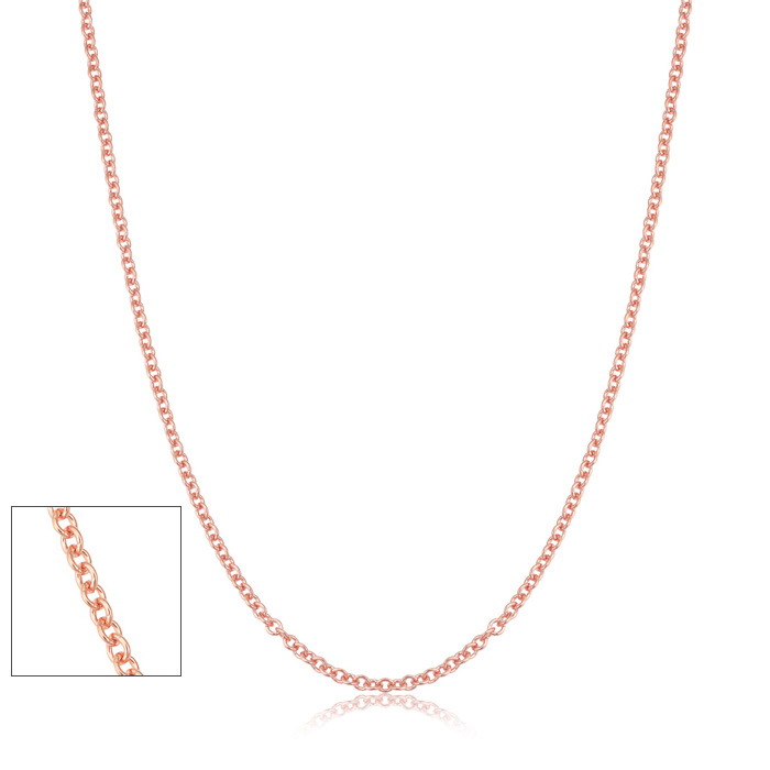 24 Inch 1MM Cable Chain Necklace in Rose Gold Over Sterling Silver by SuperJeweler