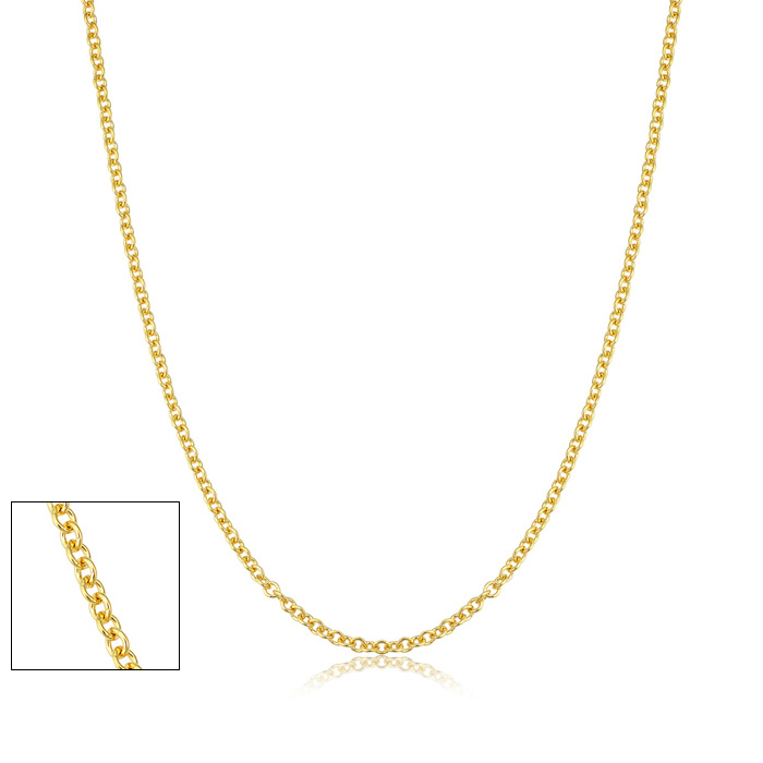 20 Inch 1MM Cable Chain Necklace in Yellow Gold Over Sterling Silver by SuperJeweler