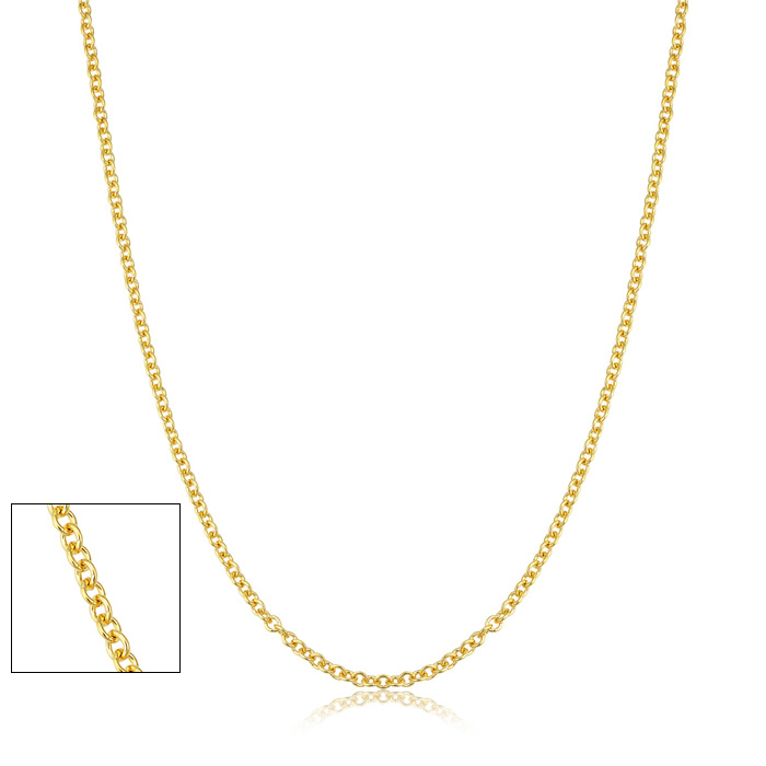 24 Inch 1MM Cable Chain Necklace in Yellow Gold Over Sterling Silver by SuperJeweler