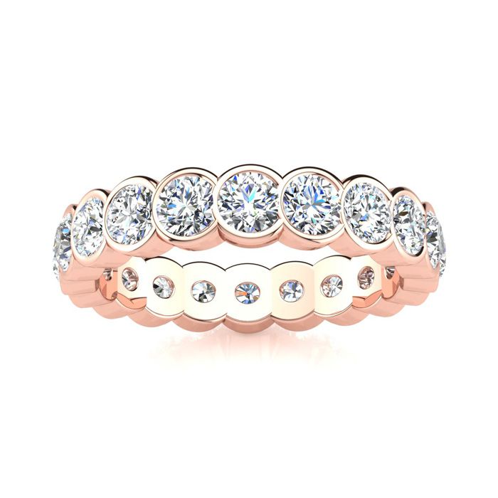 14K Rose Gold (6 g) 2.85 Carat Round Diamond Bezel Set Eternity Ring (, SI1), Size 8.5 by SuperJeweler
